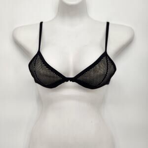 Triangl Black & White Lined Mesh Swimwear Bikini Top Women's XS